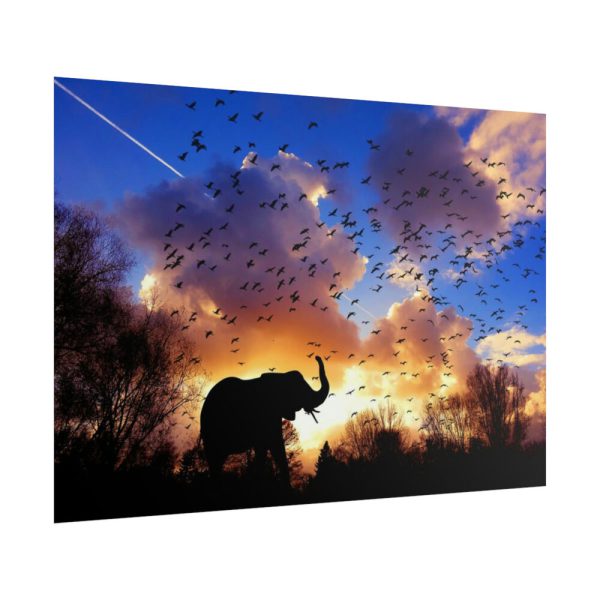 101875-392.jpg Elephants and Birds in the Nature Poster