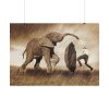 101875-421.jpg Elephant Play on the Rain with Umbrella Poster