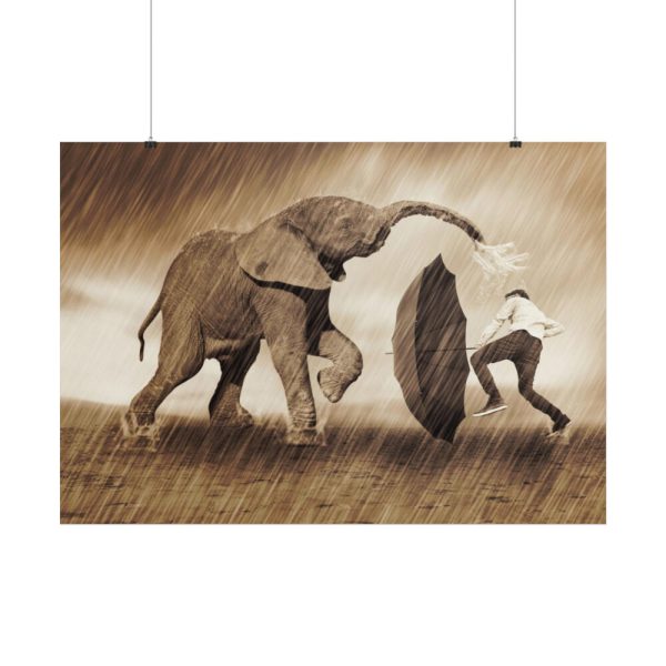 101875-421.jpg Elephant Play on the Rain with Umbrella Poster