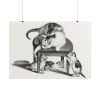 101875-71.jpg Domestic Cat on a Stool and Three Kittens by Gottfried Mind Poster