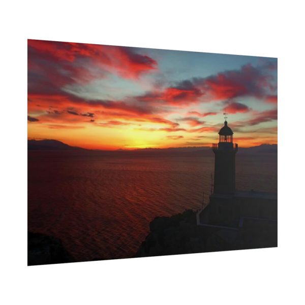 101875-895.jpg Lighthouse and Red Sky in the Morning Poster