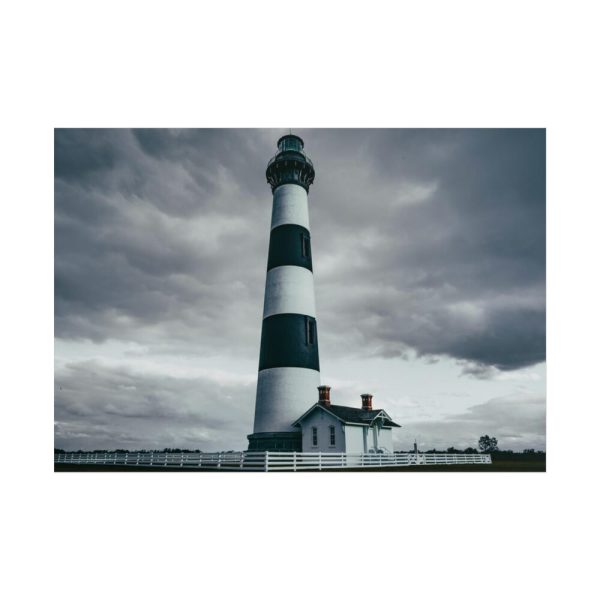 Lighthouse With Black Sky Poster