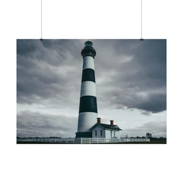 Lighthouse With Black Sky Poster