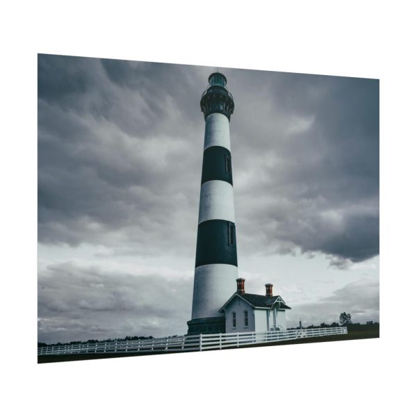Lighthouse With Black Sky Poster