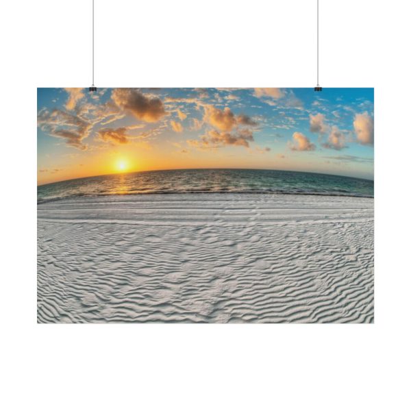 101875-924.jpg Wind Rippled White Sand Beachline at Sunset Poster
