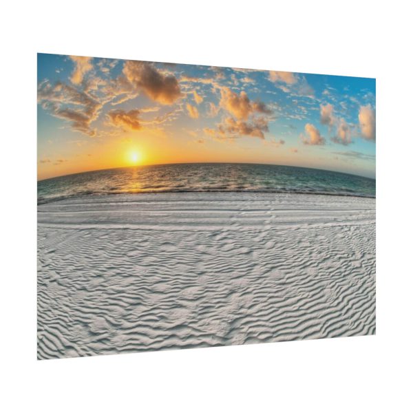101875-925.jpg Wind Rippled White Sand Beachline at Sunset Poster