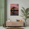 Silhouette Elephant and Kid Poster