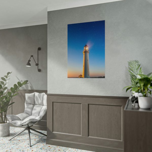 Lighthouse With Starry Night Poster