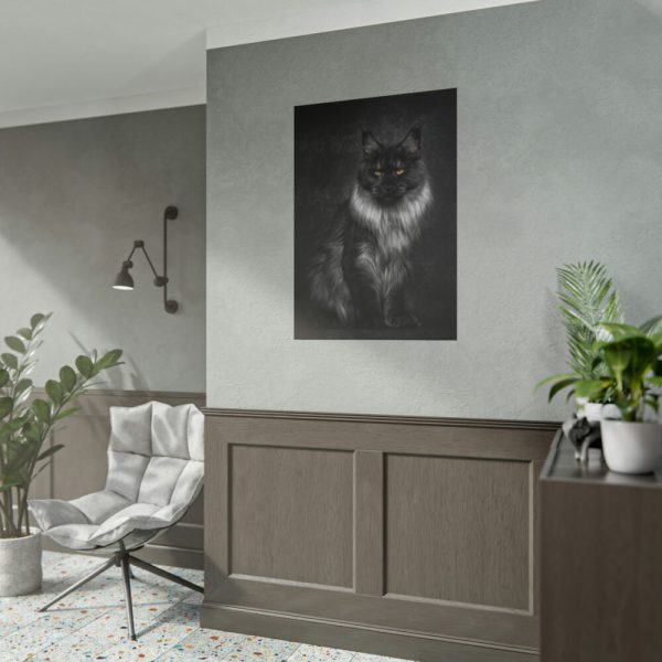 Black Silver Maine Coon Cat Sitting Poster