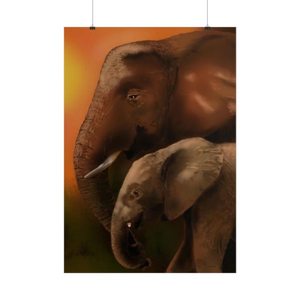 Art Elephants Sun Savannah Poster