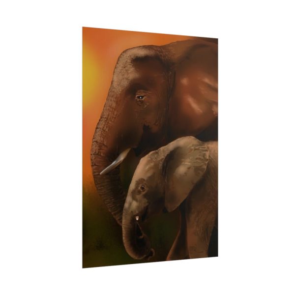 Art Elephants Sun Savannah Poster