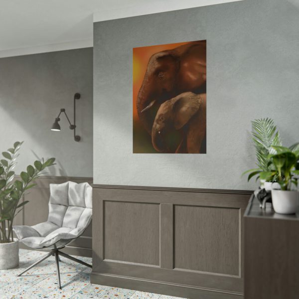 Art Elephants Sun Savannah Poster