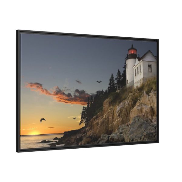 Lighthouse and Beautiful Sunset Framed Canvas