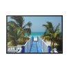 88289-1022.jpg Sunny Beach With Palm Tree and Blue Sky Framed Canvas