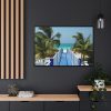 88289-1025.jpg Sunny Beach With Palm Tree and Blue Sky Framed Canvas
