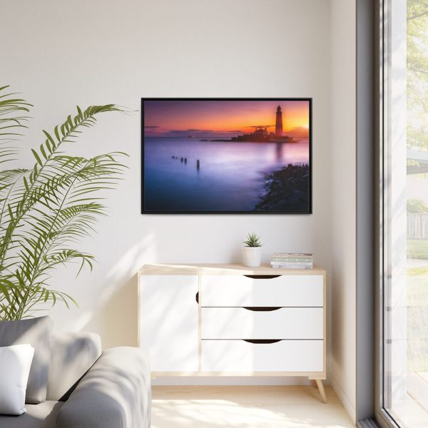 Lighthouse in the Dusk Framed Canvas