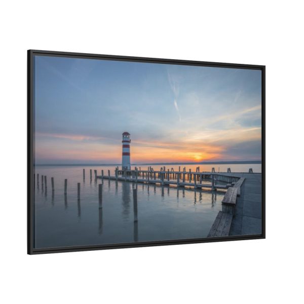 Lighthouse on the Ocean Dock Framed Canvas
