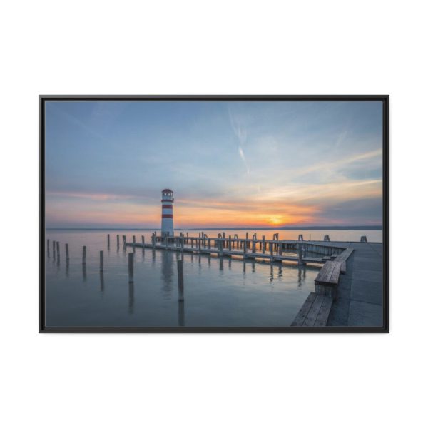 Lighthouse on the Ocean Dock Framed Canvas