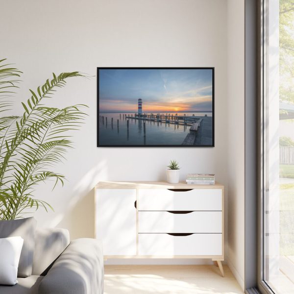 Lighthouse on the Ocean Dock Framed Canvas