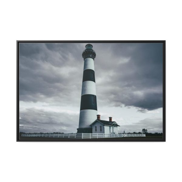 88289-1052.jpg Lighthouse With Black Sky Framed Canvas