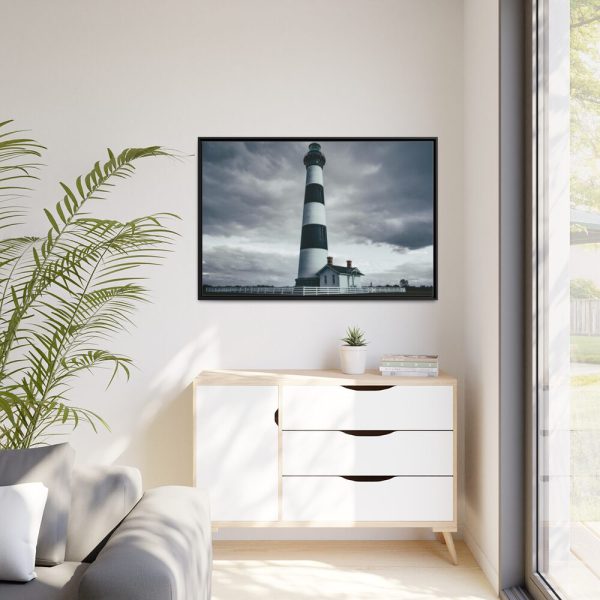 88289-1054.jpg Lighthouse With Black Sky Framed Canvas