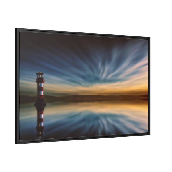 88289-1056.jpg Water Reflection and Lighthouse in Dusk Framed Canvas