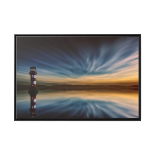 88289-1057.jpg Water Reflection and Lighthouse in Dusk Framed Canvas