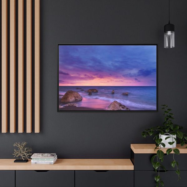88289-1070.jpg Rocks, Pink, Purple and Navy Sky Framed Canvas