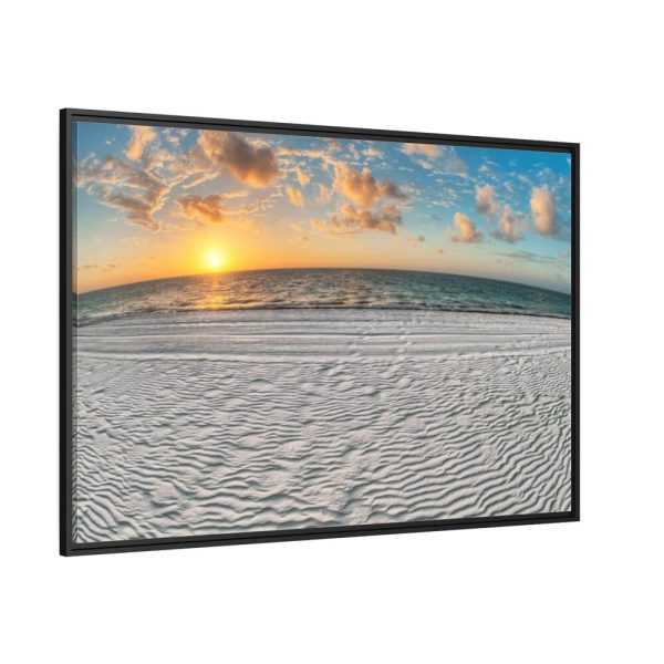 88289-1071.jpg Wind Rippled White Sand Beachline at Sunset Framed Canvas