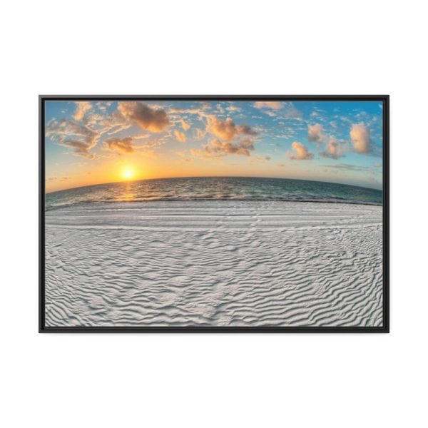 88289-1072.jpg Wind Rippled White Sand Beachline at Sunset Framed Canvas
