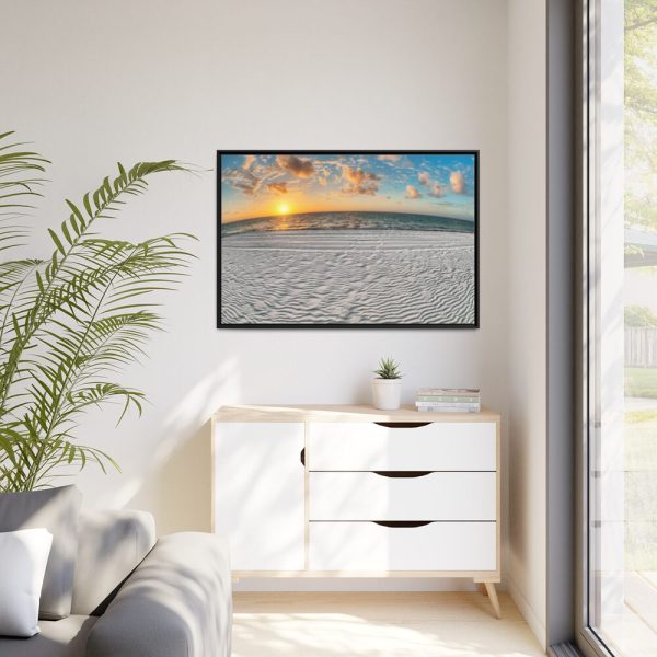 88289-1074.jpg Wind Rippled White Sand Beachline at Sunset Framed Canvas