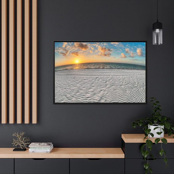 88289-1075.jpg Wind Rippled White Sand Beachline at Sunset Framed Canvas