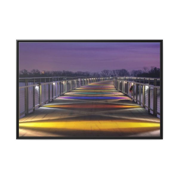 Bridge in the Colors of the Rainbow Framed Canvas
