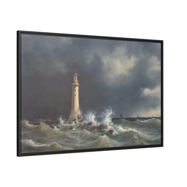 Eddystone Lighthouse by Anton Melbye Framed Canvas