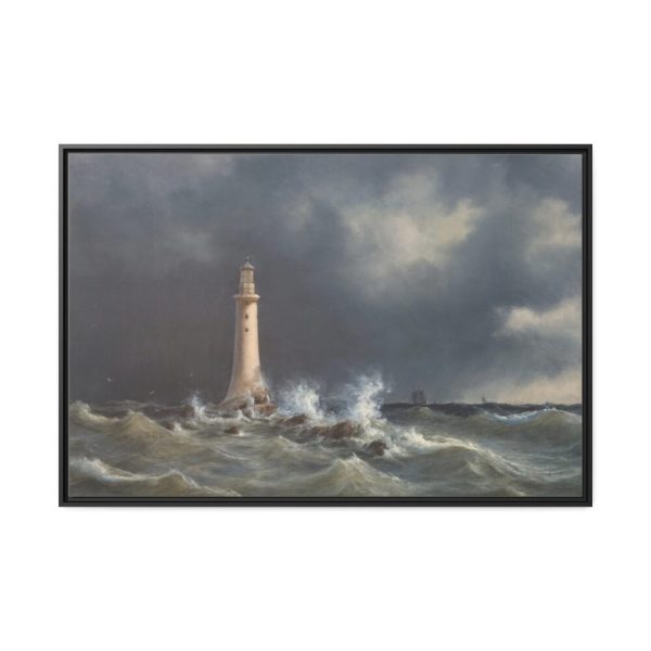 Eddystone Lighthouse by Anton Melbye Framed Canvas