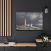 Eddystone Lighthouse by Anton Melbye Framed Canvas
