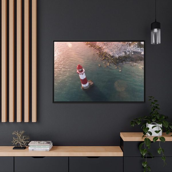 Lighthouse Drone View  Framed Canvas