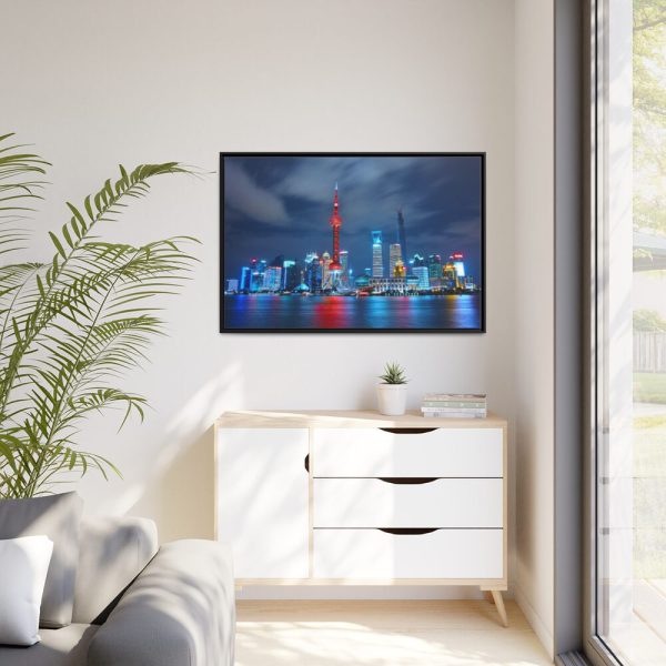 88289-1144.jpg Light Building in the Night Framed Canvas