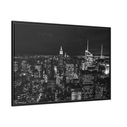 Black and White urban City Framed Canvas