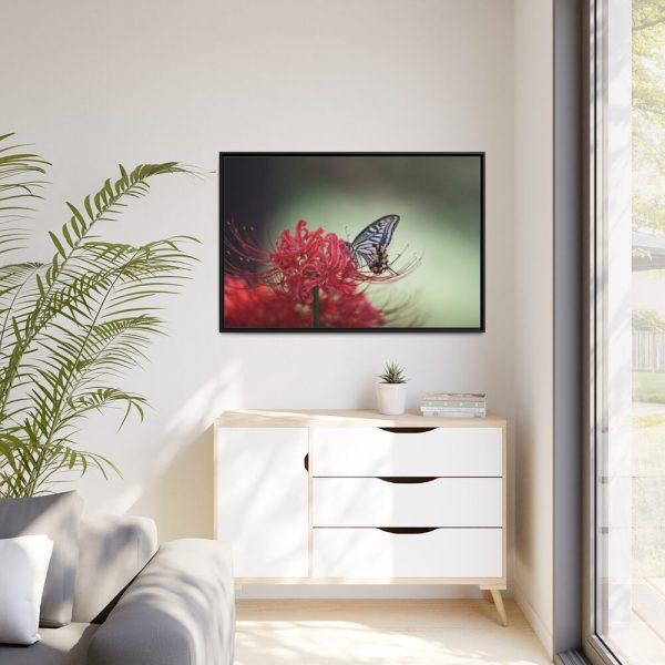 88289-118.jpg Butterfly on Red Flower Framed Canvas