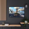 Lighthouse and Seagulls Framed Canvas