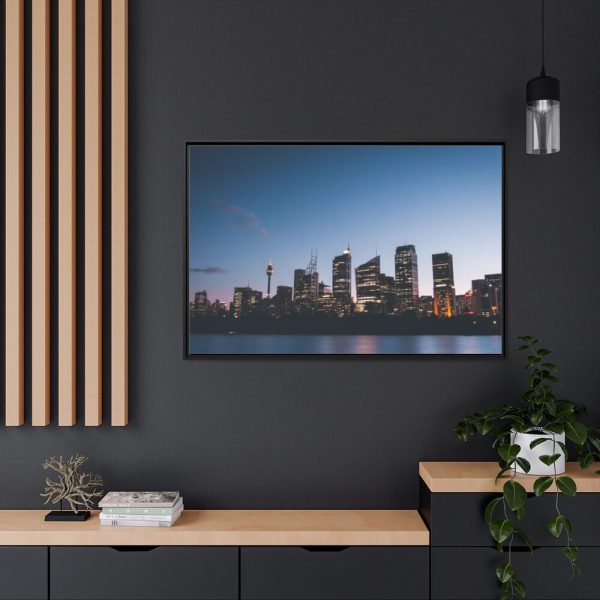 Buildings in the Night Framed Canvas