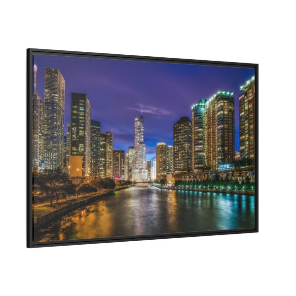 Chicago Illinois River Water Reflections Framed Canvas