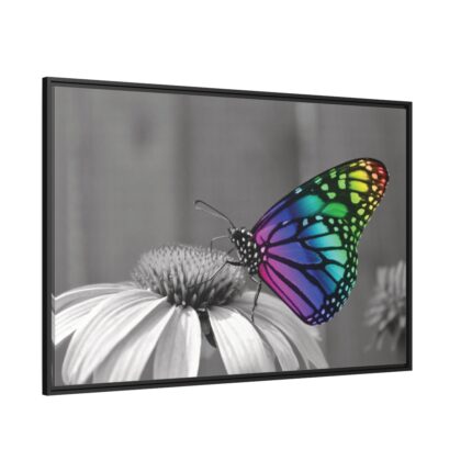Colorful Butterfly on Flower Framed Canvas