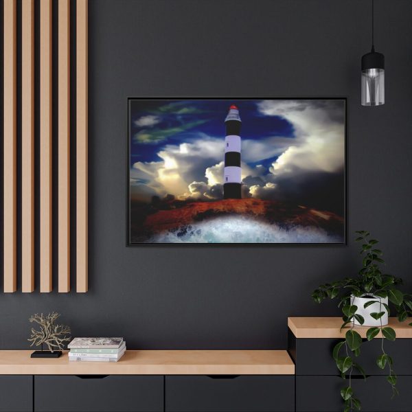 88289-1210.jpg Lighthouse Sea Water Illustration Framed Canvas