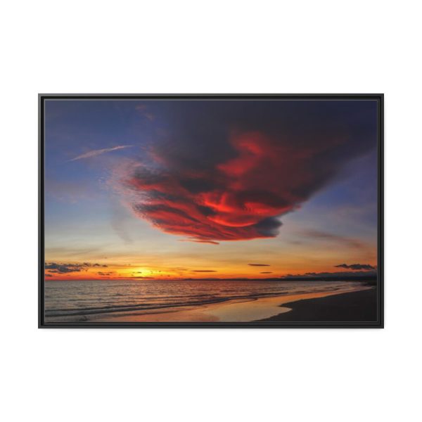 88289-1222.jpg Red Sky at Morning with Ocean Framed Canvas