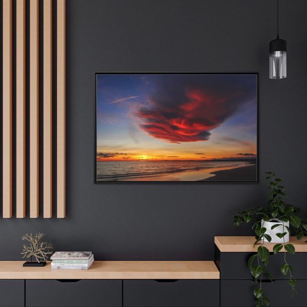 88289-1225.jpg Red Sky at Morning with Ocean Framed Canvas