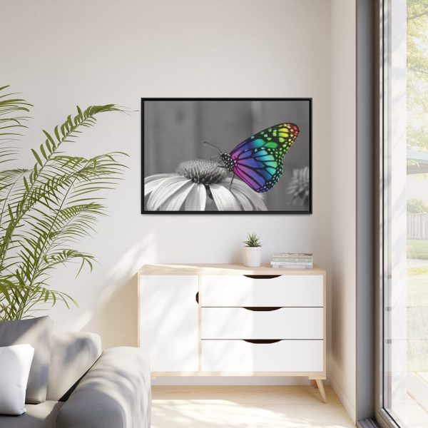 88289-123.jpg Colorful Butterfly on Flower Framed Canvas