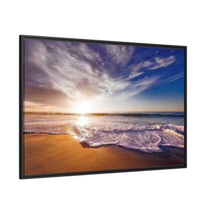 Sunset and Ocean in California Framed Canvas