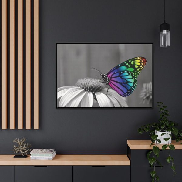 88289-124.jpg Colorful Butterfly on Flower Framed Canvas